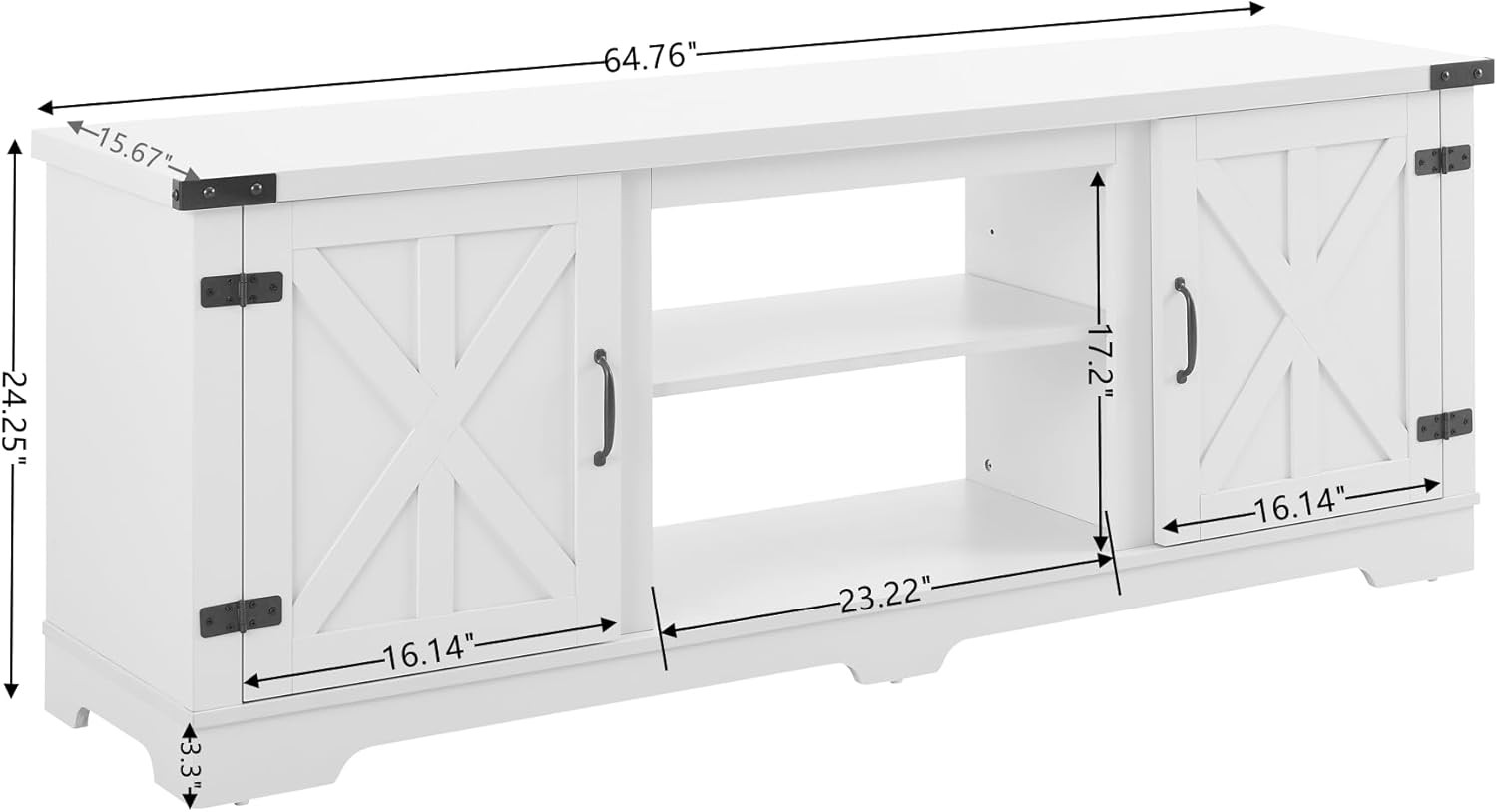 HOUAGI Modern Farmhouse Fireplace TV Stand, Large Barn Inspired Home Entertainment Console, with 23" Fireplace Insert, for TV Up to 70''