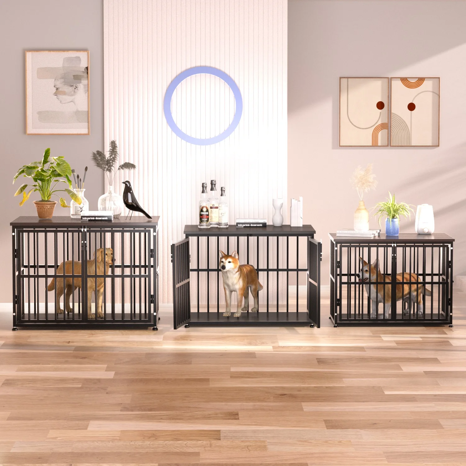 ICLBC 48Inch Heavy Duty Dog Crate Furniture Style for Medium and Large Dogs, Wooden Dog Crate End Table