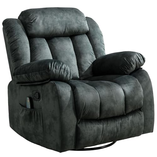 INZOY Massage Swivel Rocker Recliner with Heat and Vibration, Manual Rocking Recliner Chair with Vibrating Massage
