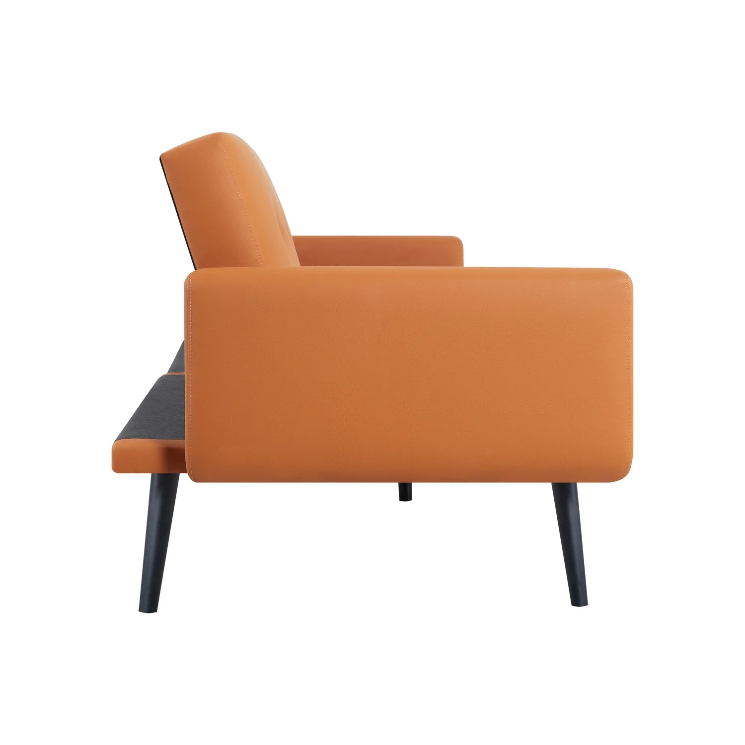 Naomi Home Monica Mid Century Style Futon Sofa Bed-Color:Caramel,Material:Air Leather