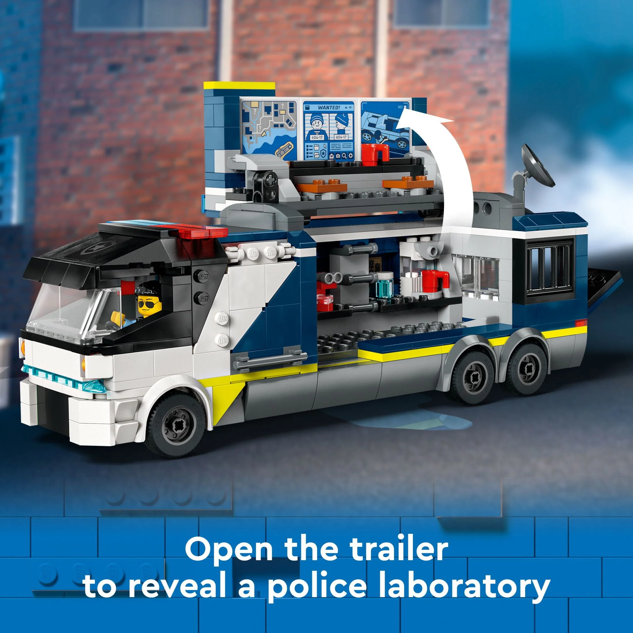 LEGO City Police Mobile Crime Lab Truck Toy, Pretend Play Police Toy, Includes Quad Bike, 2 Officers, 1 Scientist and 2 Crook Minifigures