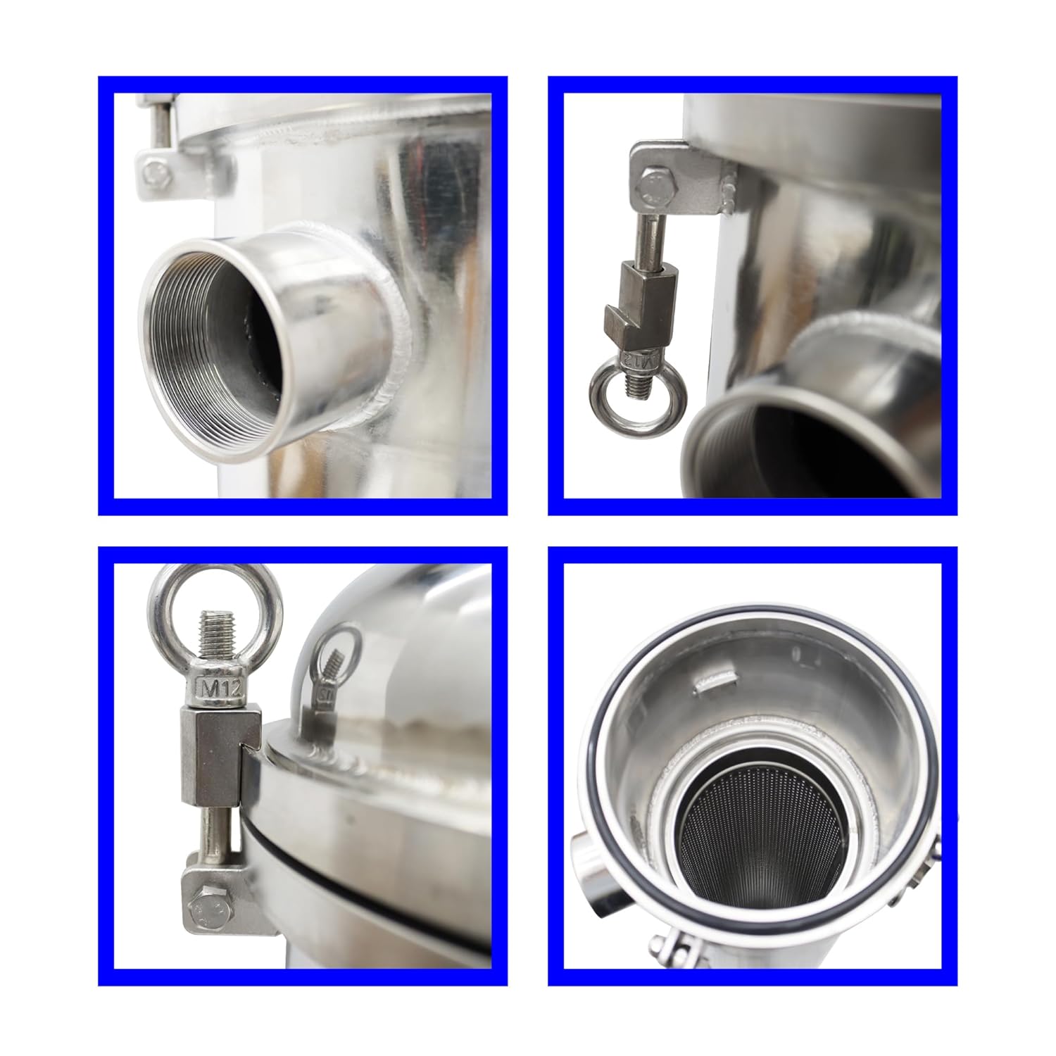 #1 Bag Filter Housing 304 Stainless Steel Convex Cover Flat Bottom Bag Filter