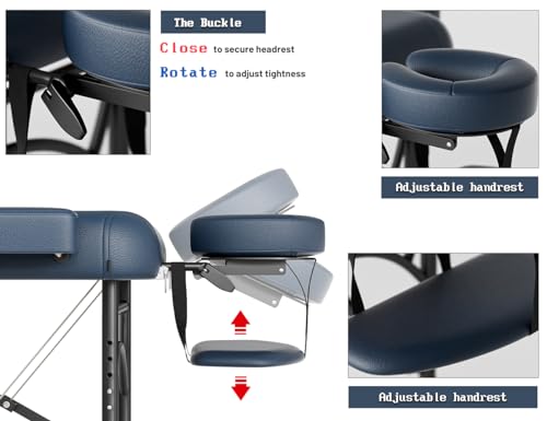 Professional Massage Table Portable 3 Fold Premium Memory Foam Aluminium Leg Hold Up to 1100LBS 8 Heights Adjustable with Carrying Bag Black