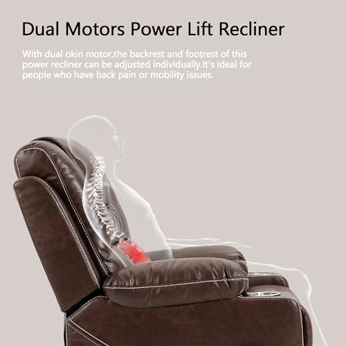 Power Lift Chair Lay Flat Recliner Infinite Position Electric Dual Motor Stand Up Lift Chair with Massage and Heat for Adults