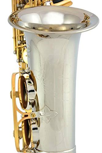 Lazarro Professional Silver Body-Gold Keys Eb E Flat Alto Saxophone Sax with 11 Reeds, Case u0026 Many Extras - 360-2C