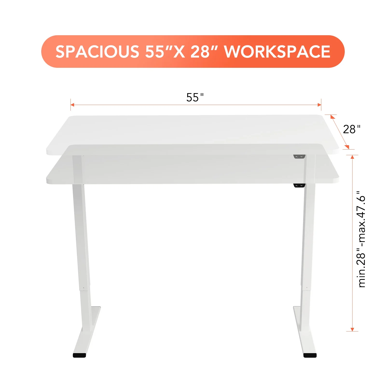 FlexiSpot 55"x28" Ergonomic Home Office Electric Height Adjustable Desk White Computer Standing Desk