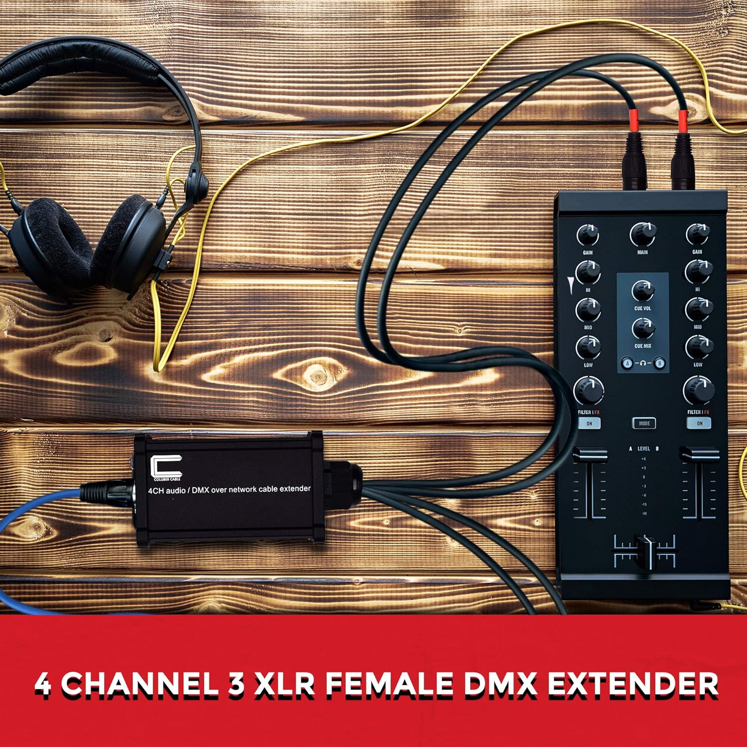 XLR Over Cat5 4 Channel 3-Pin Male Female to Single Ethernet - XLR, AES, DMX Over RJ45 Cat5/Cat6 Audio Over Ethernet Multi Network Snake Receiver