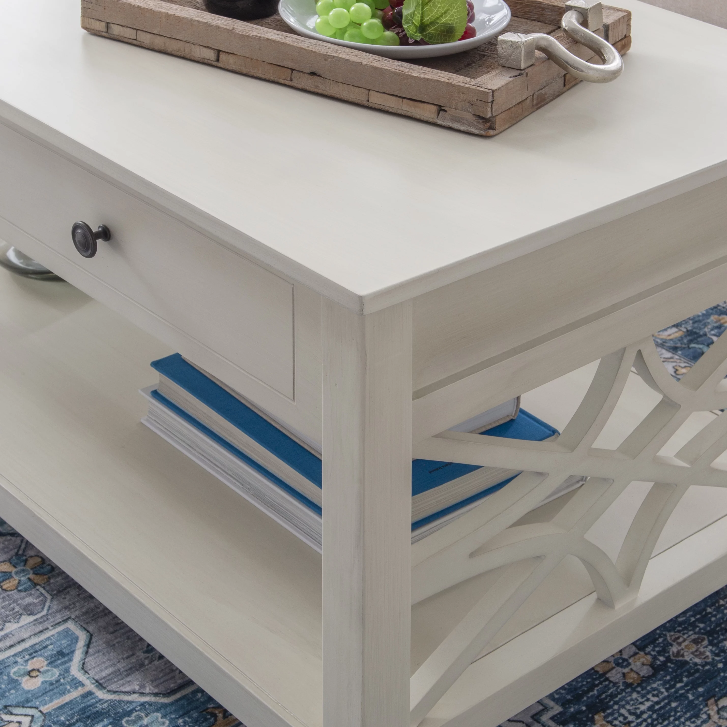 Linon Walton 2-Drawer Lift-Top Coffee Table, White