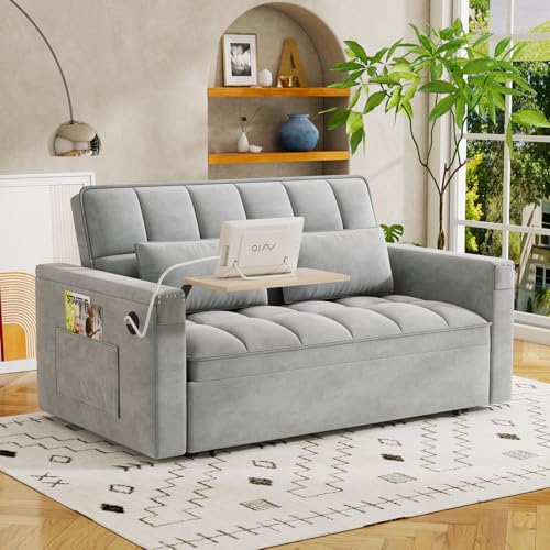 WIIS' IDEA Convertible Sofa Bed,3 in 1 Velvet Sleeper Sofa Pull-Out Bed