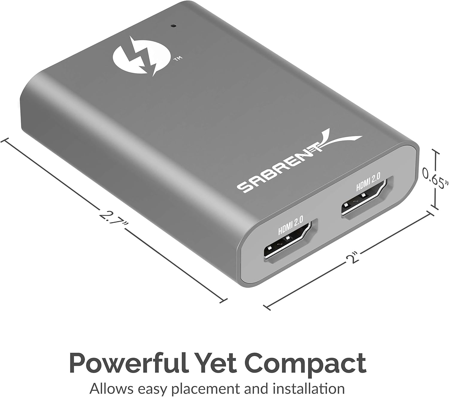 Sabrent Thunderbolt 3 to Dual HDMI 2.0 Display Adapter for Windows or Mac | up to 4K Resolution at 60Hz | Detachable Cable with Screw-in Lock
