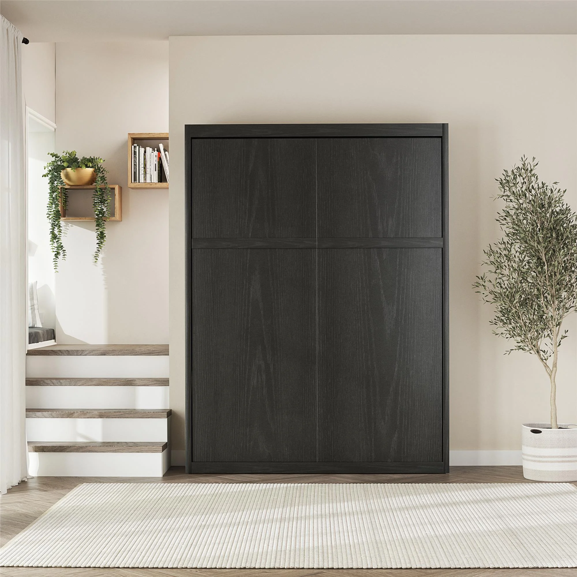Signature Sleep Paramount Queen Size Murphy Bed with Easy Open Close Mechanism, Black Oak - Radiant Selections