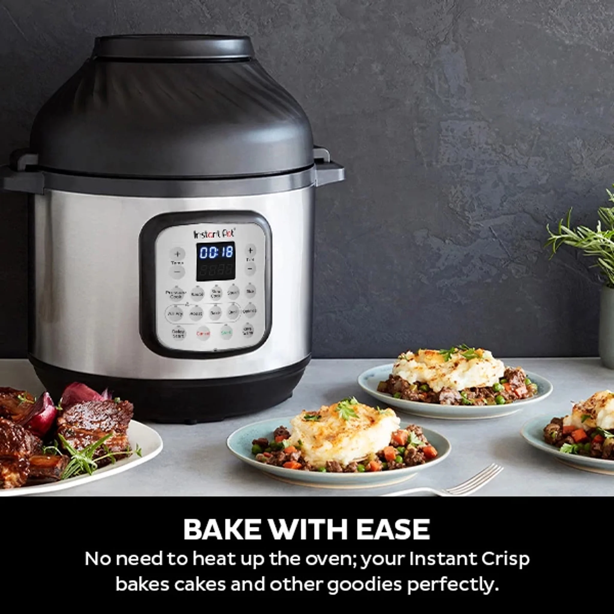 Instant Pot 8 Quart Crisp Multi-Cooker + Air Fryer, 9-in-1: Pressure Cook, Steam, Slow Cook, Sauté, Air Fry, Bake, Broil, Roast, Keep Warm, Rice