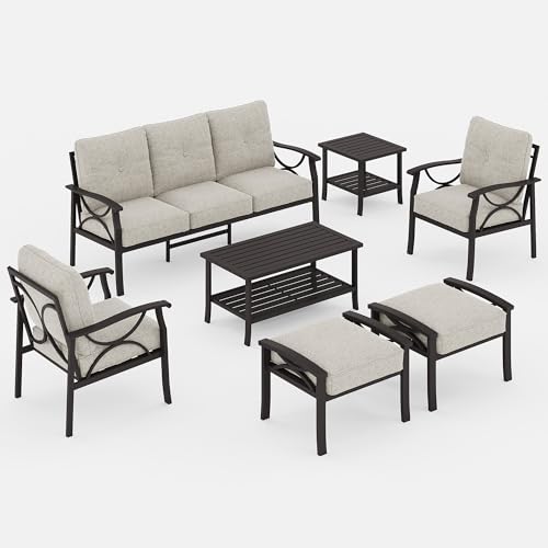 Wisteria Lane 5-Piece Outdoor Patio Furniture Set, Outdoor Metal Sectional Furniture with Cushions