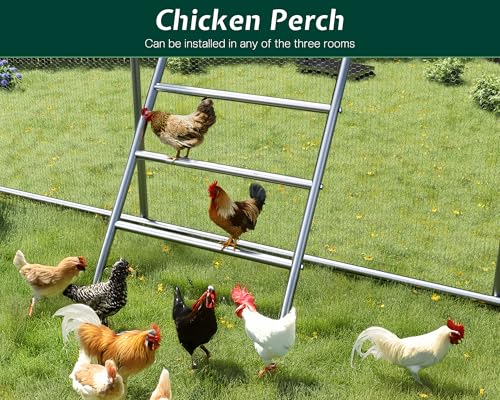 Jocisland 9x25.3x6.4 FT Large Walk-in Chicken Coop with 2 Hinged Doors, Dome Roof, PE Cover & Wire Mesh for Backyard Hen, Rabbit, Duck