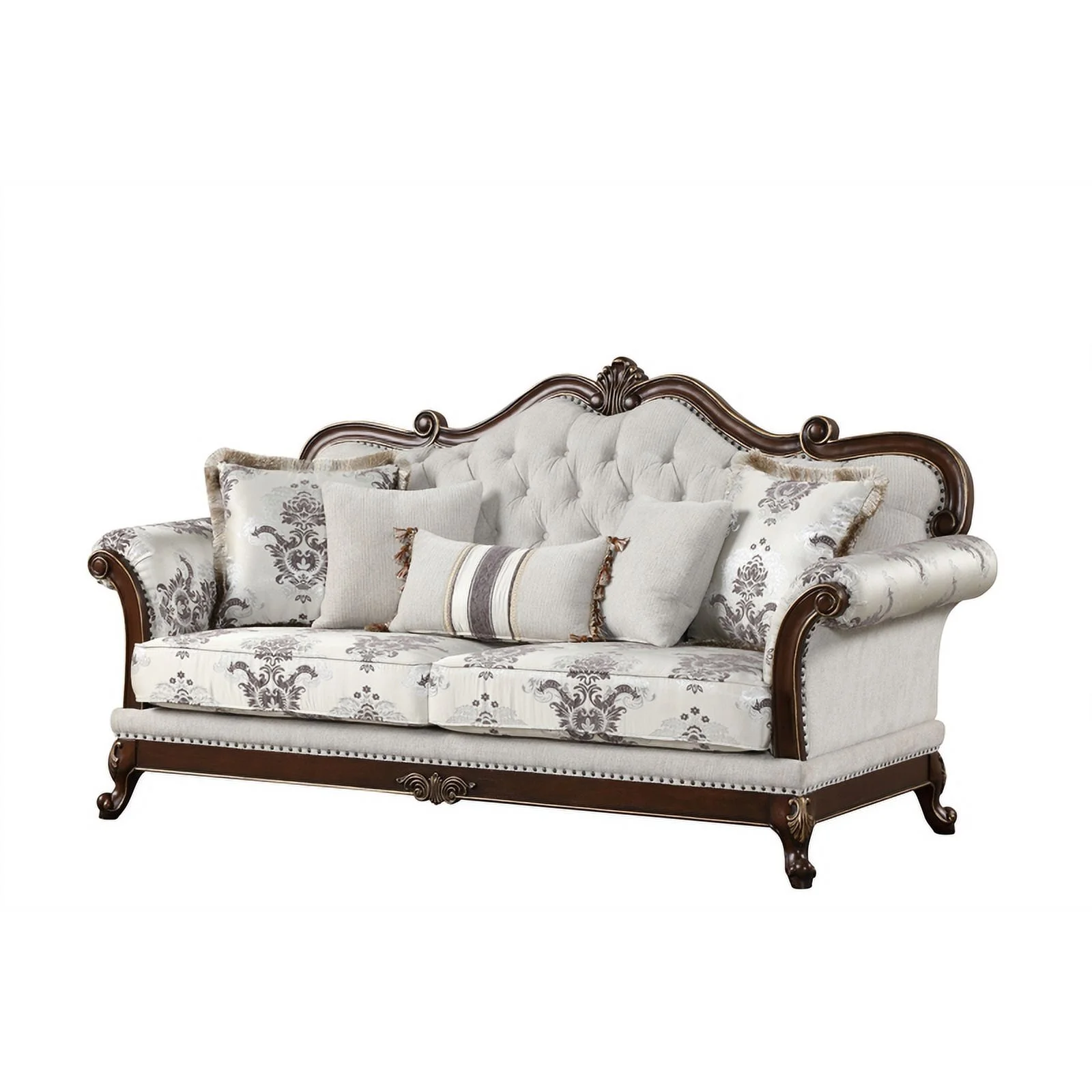 Gloria Traditional Style 2PC button tufted Living Room Set in White