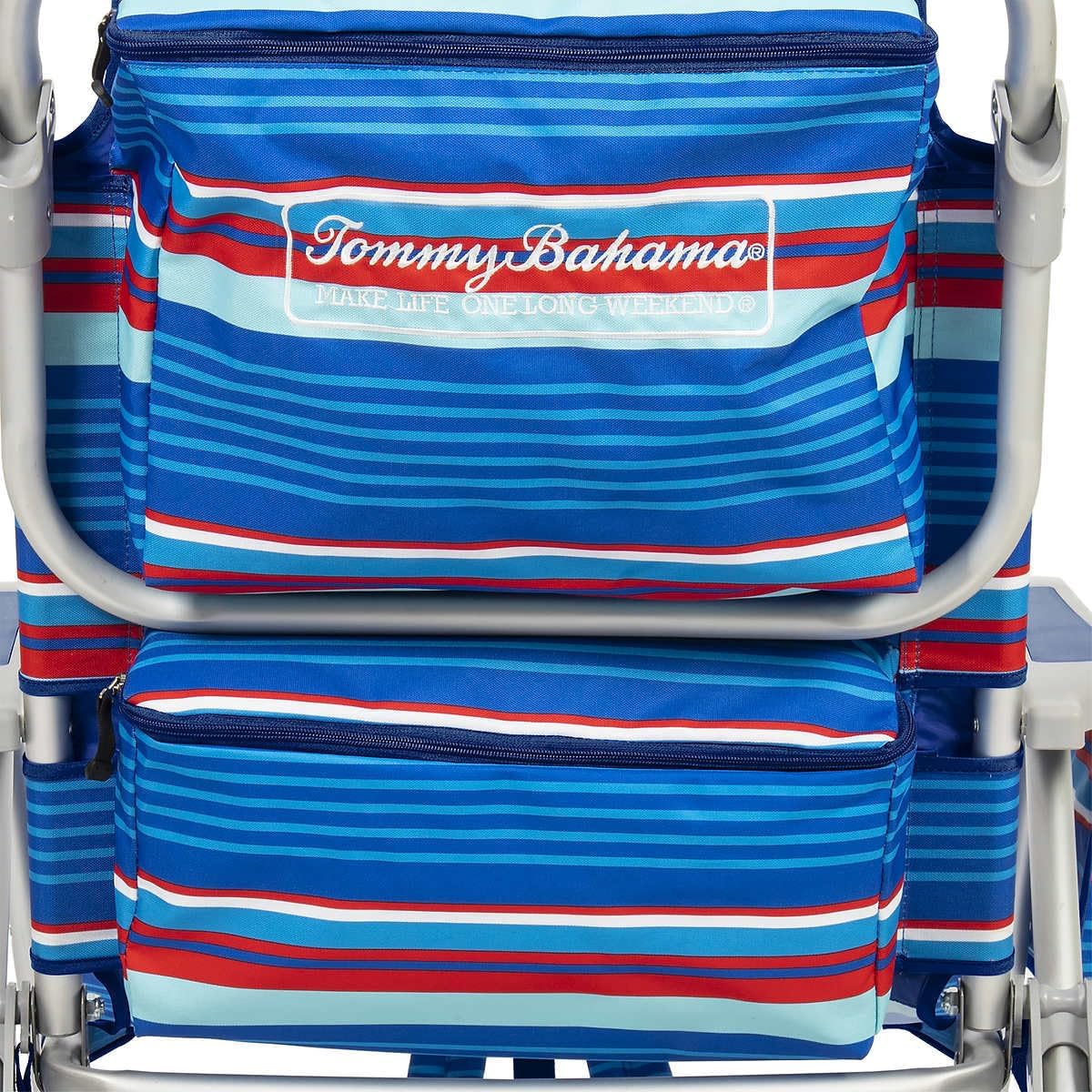 Tommy Bahama 2 Pack Backpack Beach Chair 5 Position Chair, Including Lay Flat (Blue Stripes)