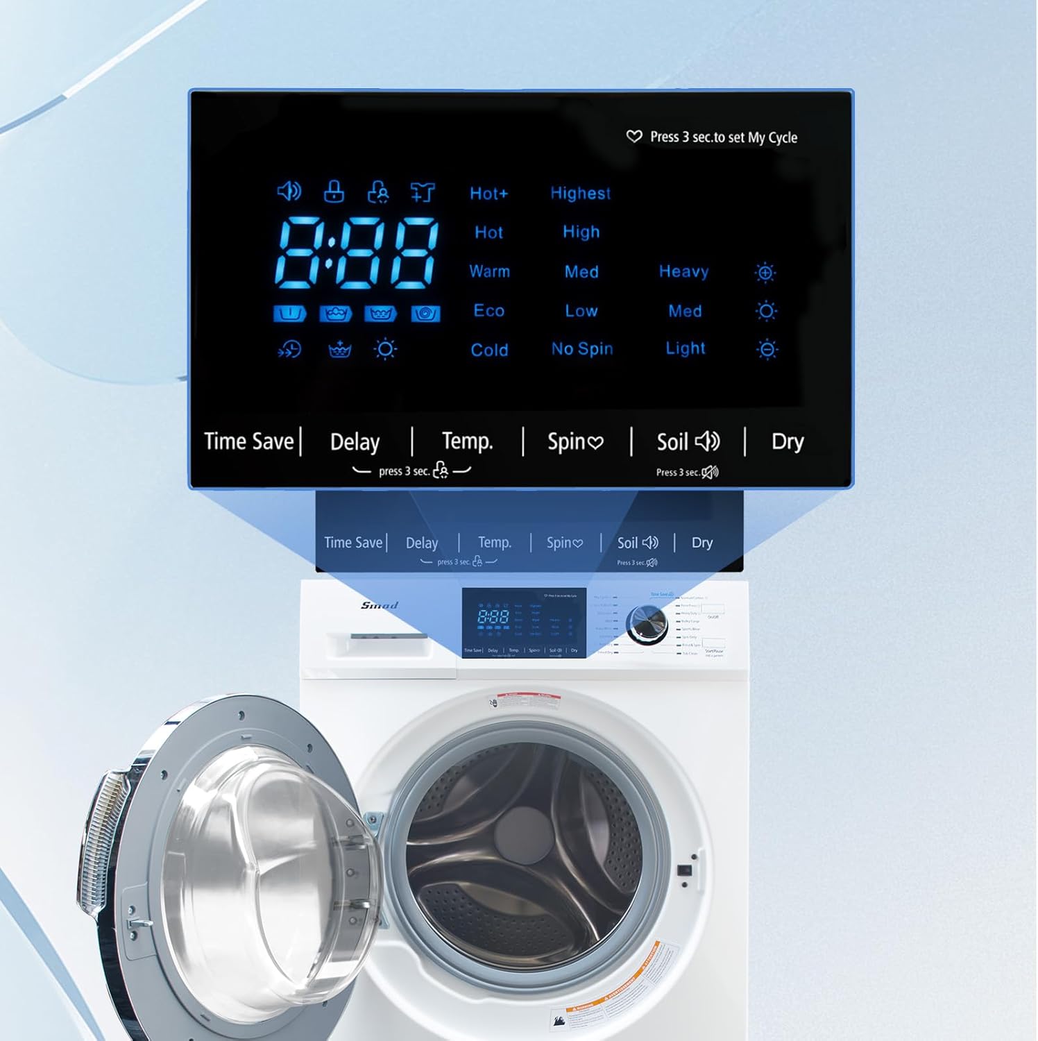 24" All-in-One Washer and Dryer Combo, 2.7 Cu.Ft Front Load Ventless Washer Dryer with 26.5 Lbs Loading Capacity, Compact Size, LED Display