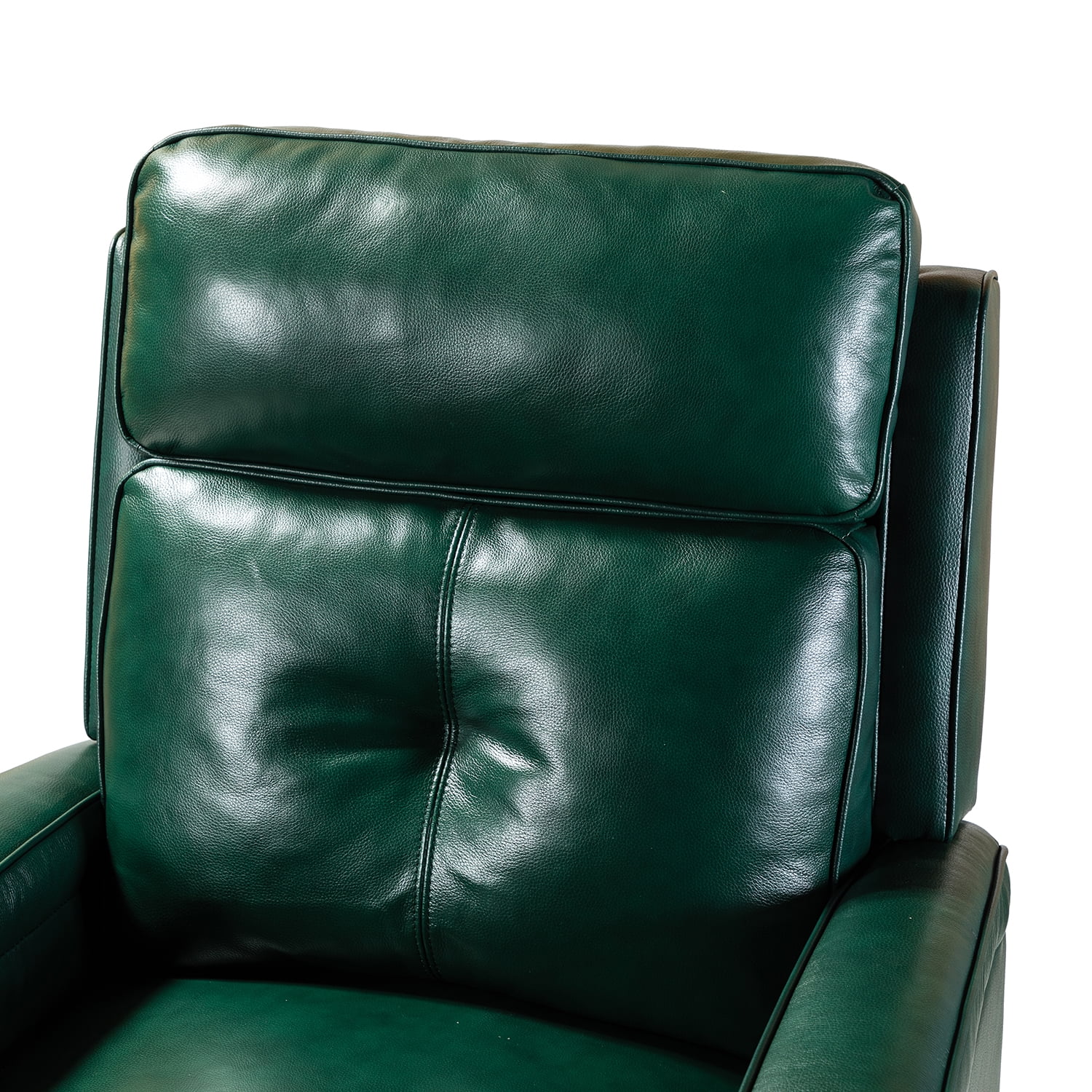 14 Karat Home Mariana Upholstered Genuine Leather Cigar Recliner with Tufted Back Set of 2 in Green