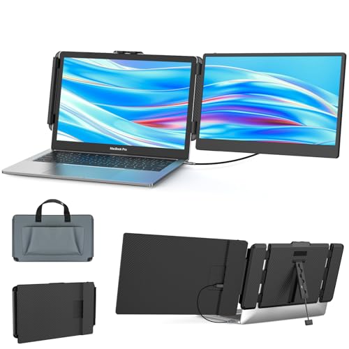 Laptop Screen Extender, 14''Portable Laptop Monitor, 1080P FHD IPS Monitor Extender, Plug and Play No Driver, for 13”-17.3” Laptop