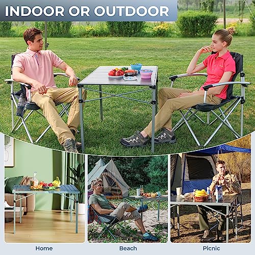 KingCamp Camping Table Folding Portable Table Aluminum Roll Up Lightweight Foldable Large Camp Table for Indoor Outdoor Picnic Backyard, 53.5"X27.5"