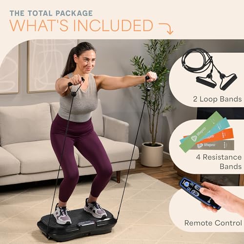 Lifepro Waver Vibration Plate Exercise Machine – High-Intensity Vibration for Muscle Activation, Full-Body Workout Vibrating Platform with Loop Bands