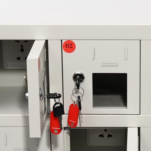 Cell Phone Locker 9 Bays Cell Mobile Phone Steel Locker with Charger Charging Station Cabinet and Key Lock for Classroom and Employees