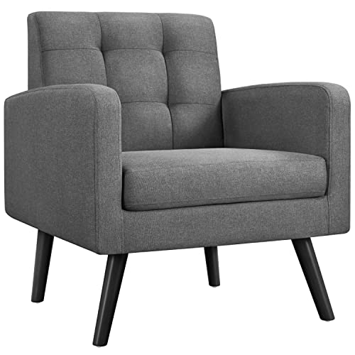 Yaheetech Mid-Century Accent Chairs, PU Leather Modern Upholstered Living Room Chair