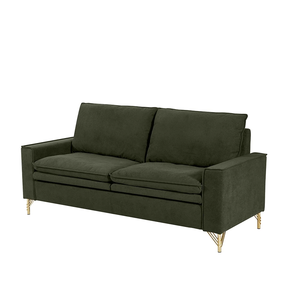 HUTWIFE 78-inch Mid-Century 2-seat Loveseat Couch, Love Seats Furniture Cotton Linen Fabric and Metal Legs, Small Sofa for Living Room, Bedroom