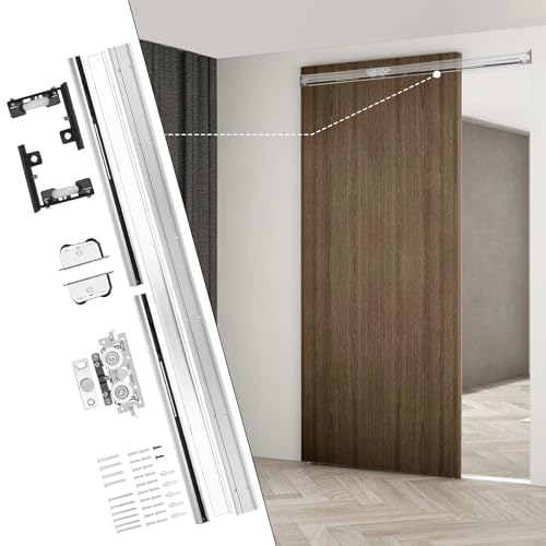 36-48" Heavy Duty Hidden Sliding Barn Door Hardware and Track, Floating Door System, Floating Wall Mount, Soft Close, Quiet and Smooth