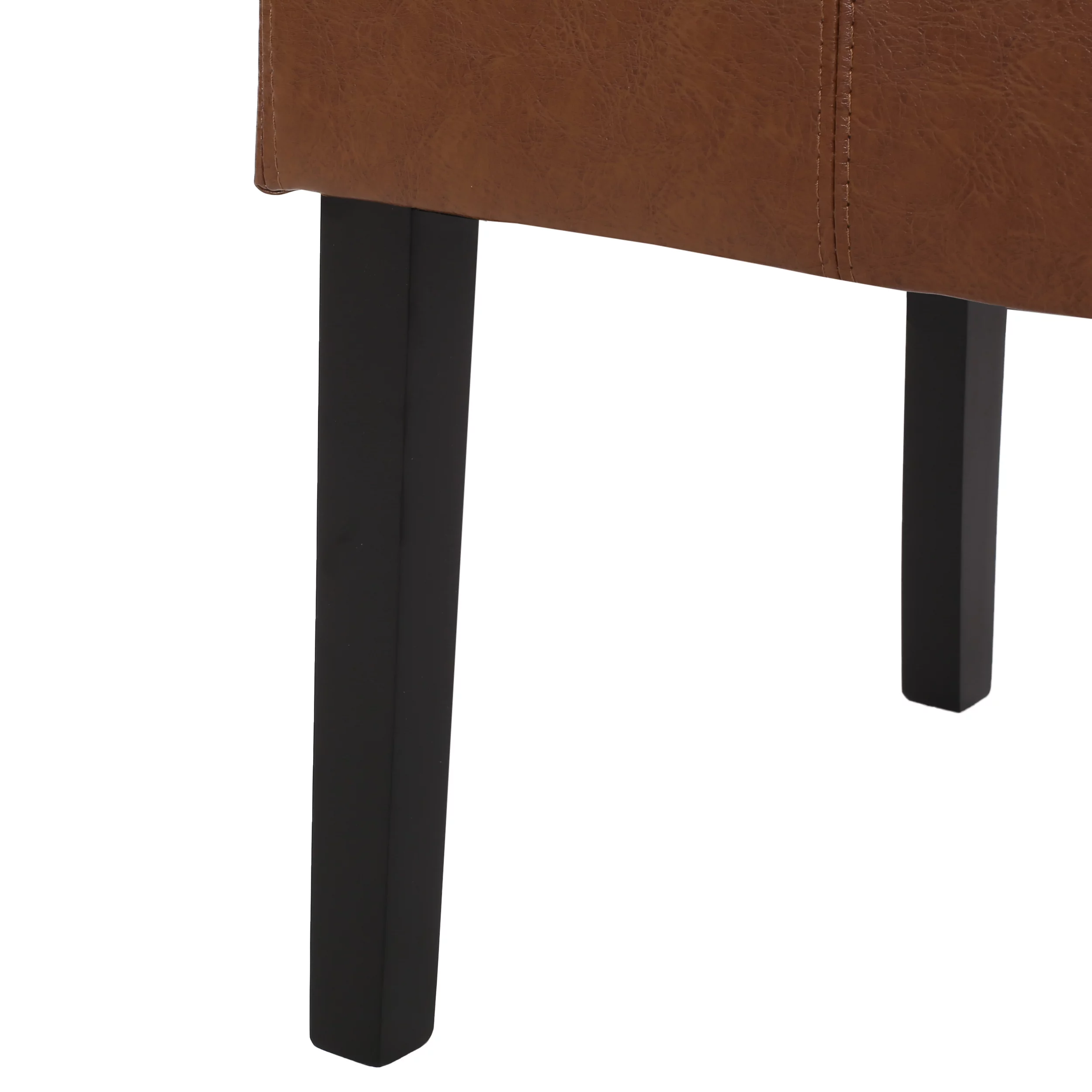 GDF Studio Percival Contemporary T-Stitch Dining Chairs, Set of 4, Cognac Brown Faux Leather and Espresso