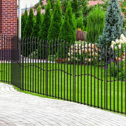 8 Panels Tall No Dig Garden Fence - 40in H x 18ft L, Reinforced Square Tube Rustproof Animal Barrier