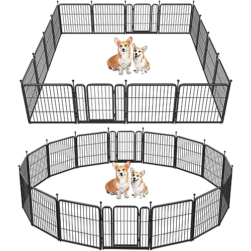 FXW Rollick Dog Playpen for Yard, RV Camping, 32 inch 16 Panels for Small and Medium Dogs│Patented