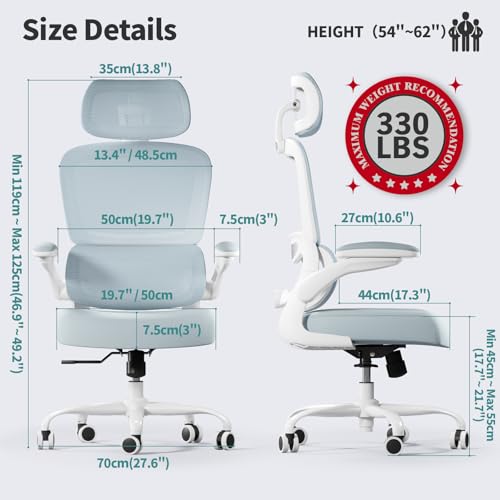 TRALT Office Chair Ergonomic Desk Chair, 330 LBS Home Mesh Office Desk Chairs with Wheels, Comfortable Gaming Chair