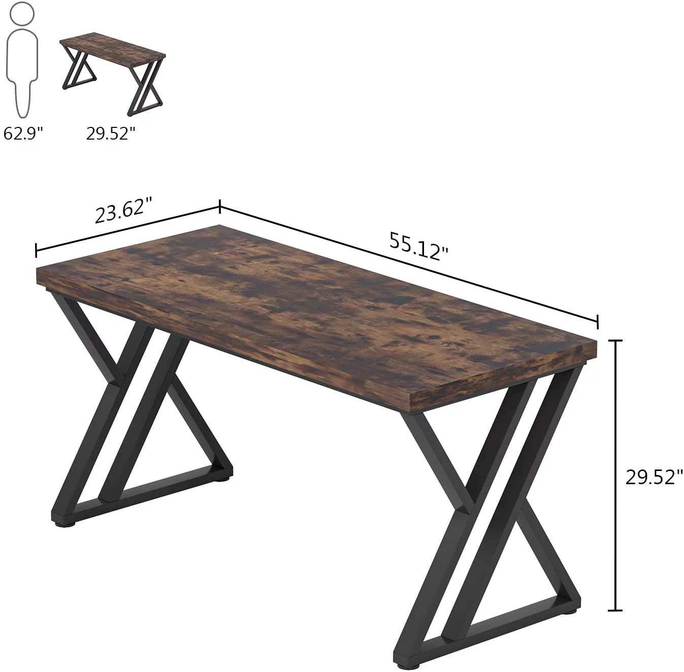 Tribesigns Z Shaped Writing Computer Desk Rustic Brown Study Working Table for Home Office