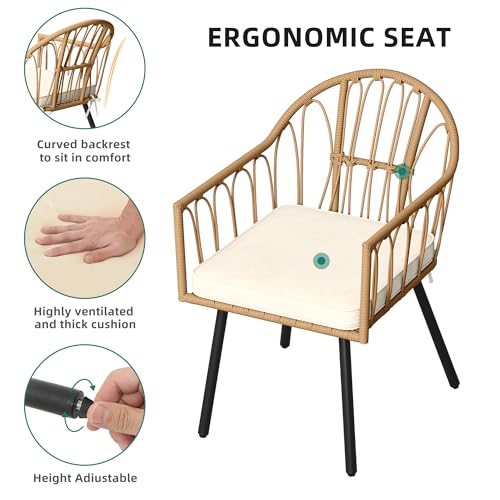 YITAHOME 5 Pieces Outdoor Patio Dining Table Chair Set,Wicker Patio Dining Set,Outdoor Rattan Dining Table Set for Patio, Backyard, Balcony