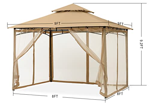 MASTERCANOPY Outdoor Garden Gazebo for Patios with Stable Steel Frame and Netting Walls (11x11,Dark Gray)