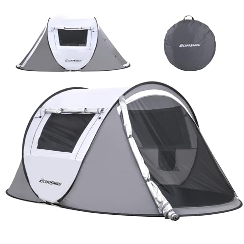 EchoSmile Camping Instant Pop Up Tent, 2/4/6/8/10 Person, Water Resistant Dome, Easy Setup for Camping Hiking and Outdoor, Portable with Carry Bag