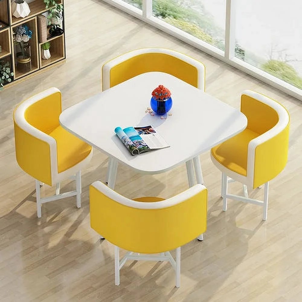 Dining Table Set 4 Chairs Office Reception Seat Suits Negotiation Table Casual Visitor Round Table Visitor Office Desk Chair Set