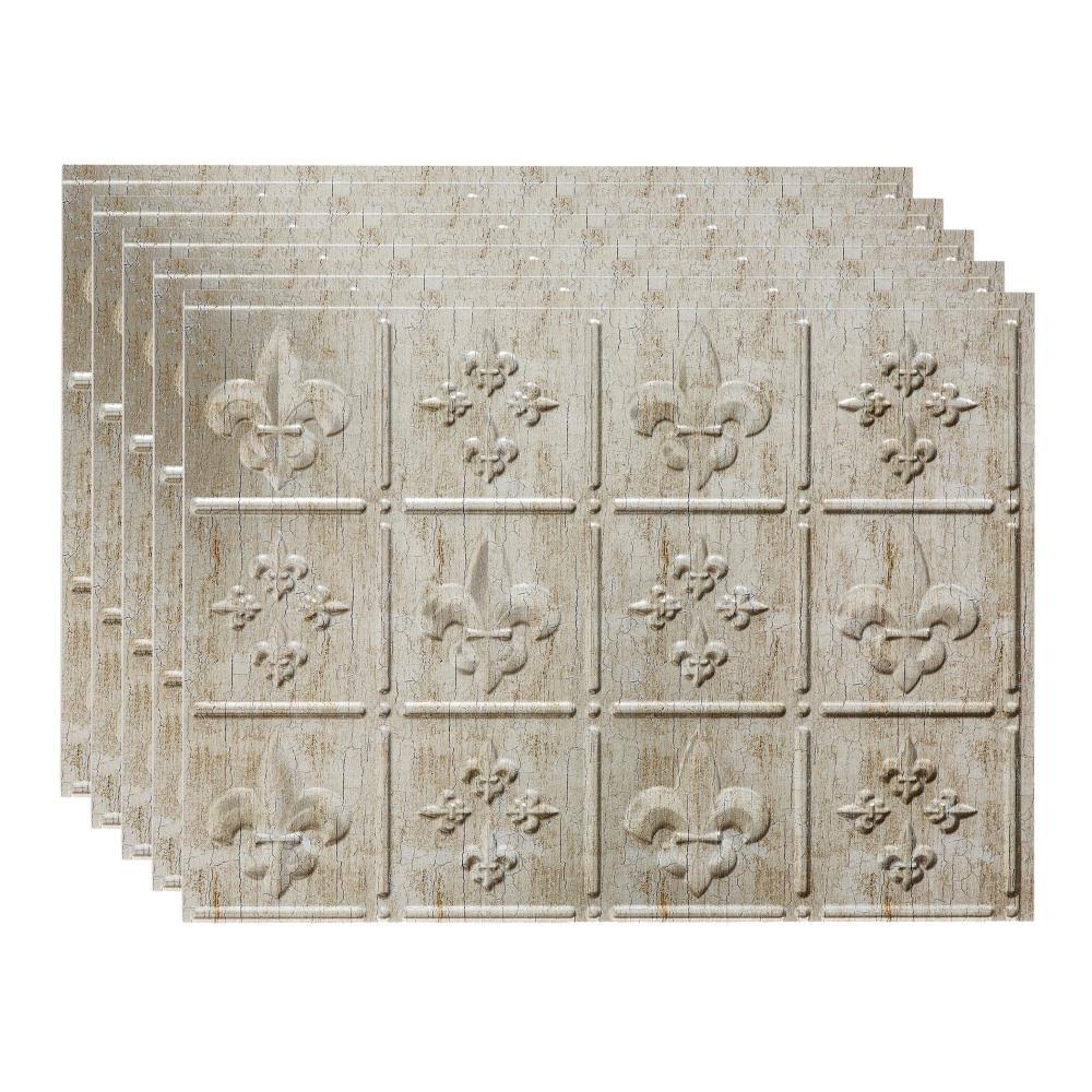 Fasade 18in x 24in Fleur De Lis Vintage Metal Backsplash Panel (5 Pack)