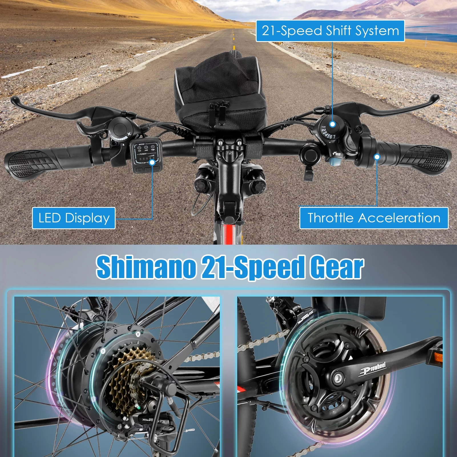 Elifine 500W 26" Electric Bike Folding Electric Mountain Bike for Adults, 48V 7.8Ah Battery Foldable Ebike, 21 Speed