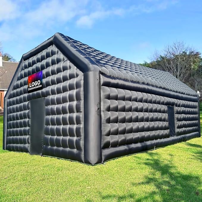 Large Black Inflatable Nightclub 20X16.5X12Ft Disco Cube Gazebo Event House with Logo Area Portable Inflatable Party Tent for Birthday, School Events