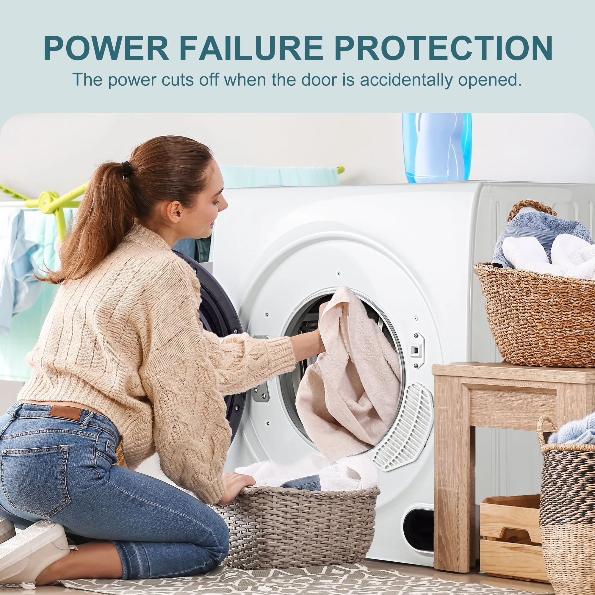 Simzlife 1.6 Cu. ft. Portable Clothes Dryer, Electric Laundry Dryer Machine, 19.5 in W, 23.6 in H
