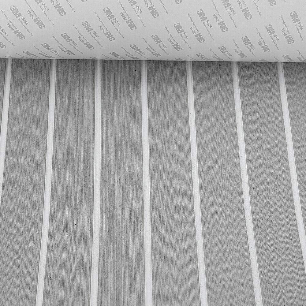 Aiqidi EVA Foam Faux Teak Decking Sheet Carpet Boat Flooring Self-Adhesive Flooring Mat Non-Slip Marine Deck Yacht Mat 94.5" x 35.4" x 0.24''