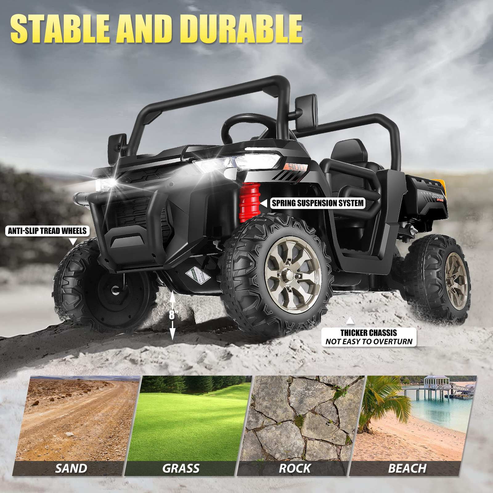 Vibespark 24 V 2x200W Kids Ride on Dump Truck with Remote Control, 2 Seater Electric Powered 4-Wheel UTV Toys