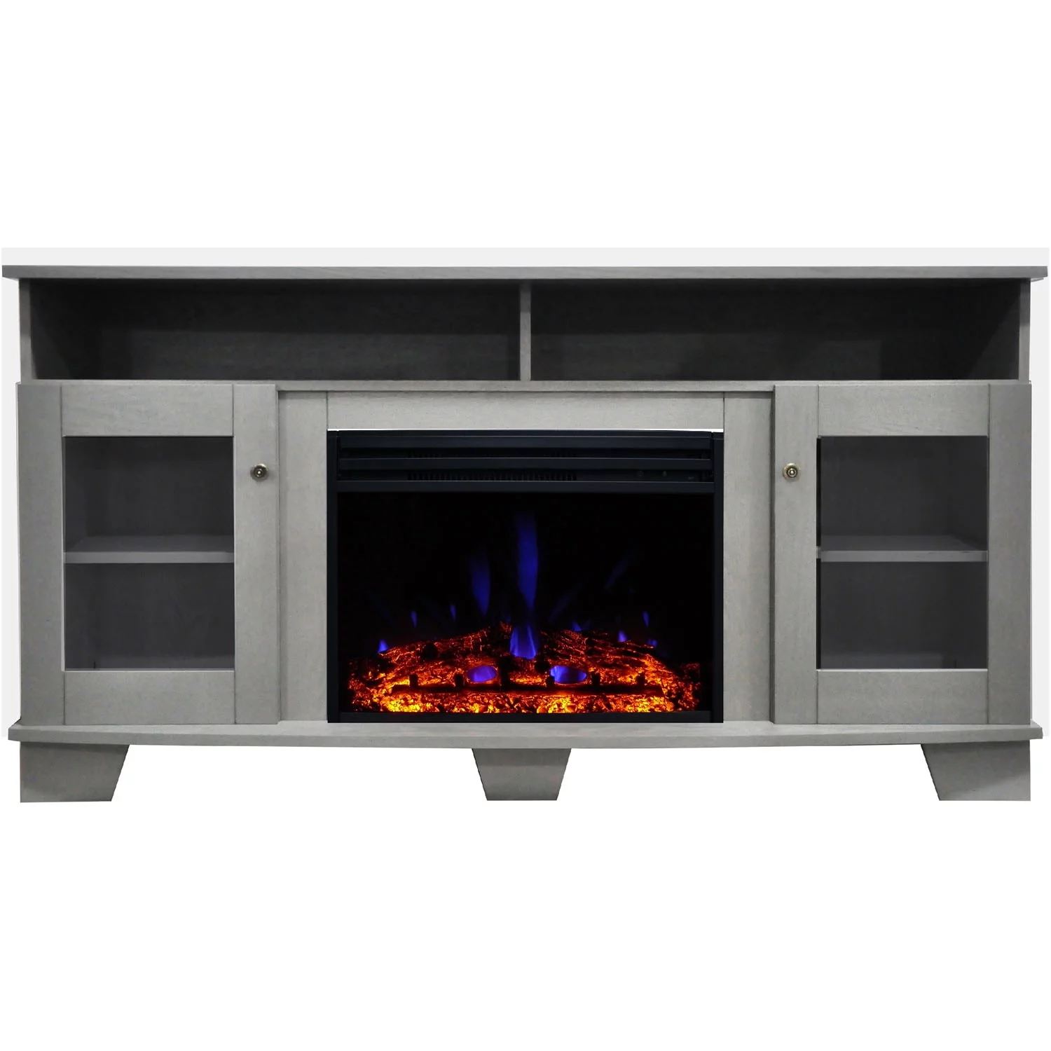 Cambridge Savona Electric Fireplace Heater with 59-In. Gray TV Stand, Enhanced Log Display, Multi-Color Flames, and Remote - Curated Treasures Market