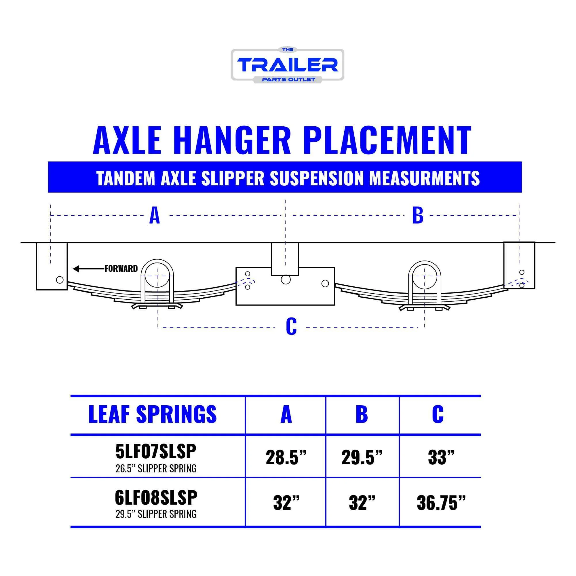 The Trailer Parts Outlet - Trailer 6 Leaf Slipper Spring Suspension and Tandem Axle Hanger Kit for 3.5" Tubes - 8000 Pound Axles
