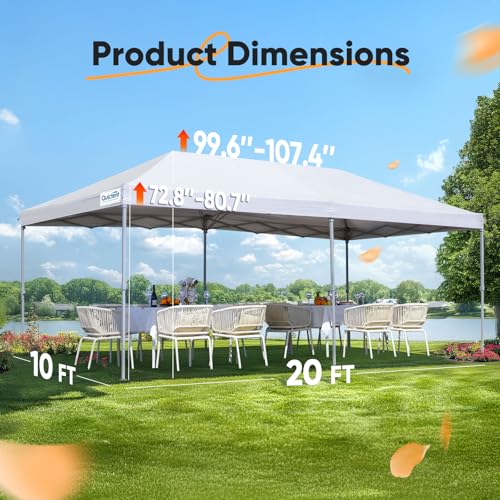 Quictent 10x20ft Easy Pop up Canopy Tent Instant Canopy Shelter Waterproof with Roller Bag
