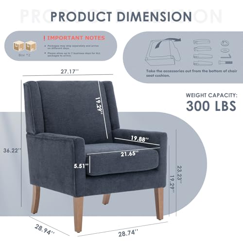 COLAMY Modern Wingback Living Room Chair, Upholstered Fabric Accent Armchair