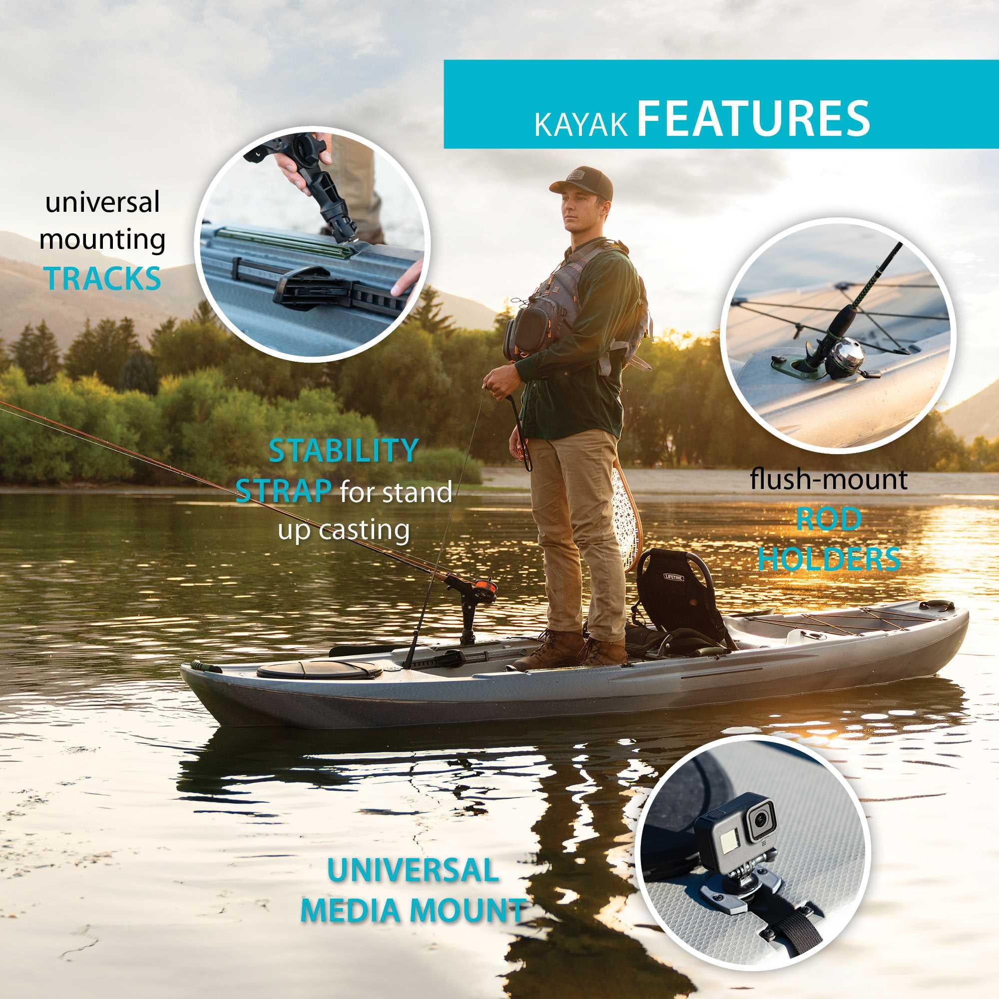 Lifetime Yukon Angler 116 inch Sit-on-Top Fishing Kayak, Lightning Fusion (90846)