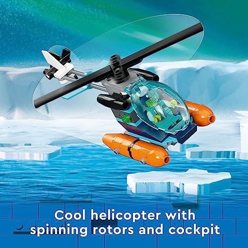 LEGO City Arctic Explorer Ship 60368 Building Toy Set, Fun Toy Gift for 7 Year Old Boys and Girls, with a Floatable Boat, Helicopter, Dinghy, ROV Sub